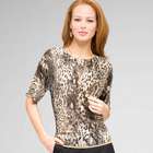 Animal print Boat Neck Sweater, , small